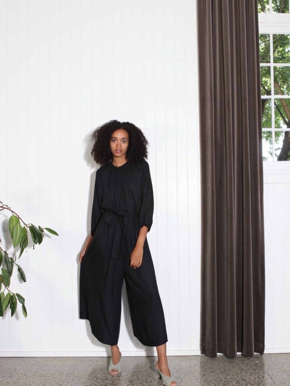 Apiece Apart Isla Wide Leg Black Jumpsuit Size 2.